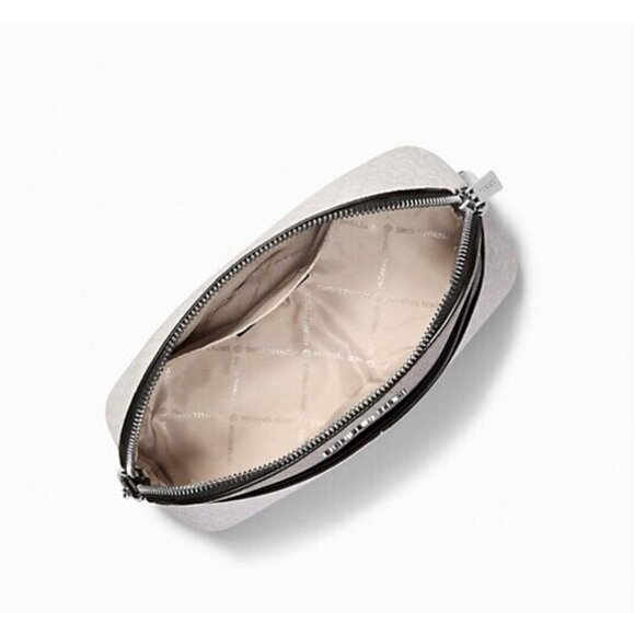 New Michael Kors Jet Set Travel Medium Dome Crossbody Optic White Multi - Picture 2 of 3